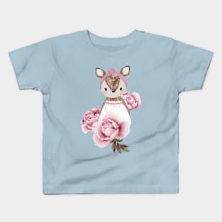 Deer Peony Kids T-Shirt